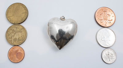 Vintage Sterling Silver Medium Heart Shaped Pendant!