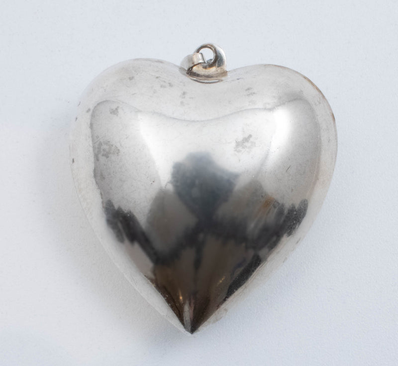 Vintage Sterling Silver Medium Heart Shaped Pendant!