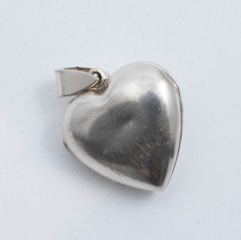 Vintage Sterling Silver Heart Locket With Red Diamond (CZ) In Centre!