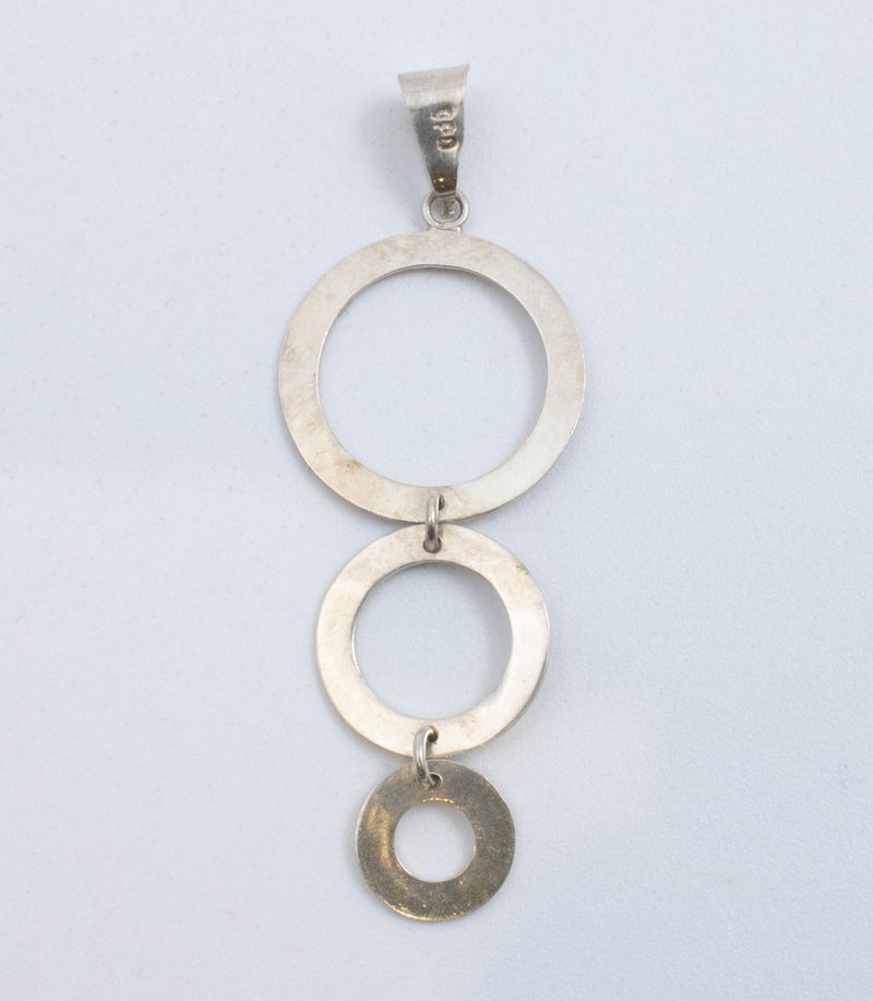 Vintage 980 Silver 3 Different Sized Rings Pendant!