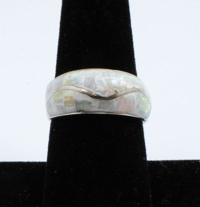 Vintage Sterling Silver Ring With Opal Pieces! [Size 7.75 US]