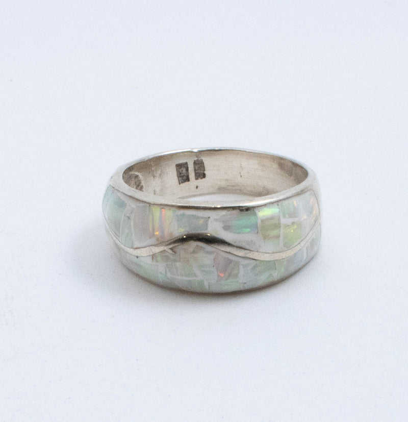 Vintage Sterling Silver Ring With Opal Pieces! [Size 7.75 US]