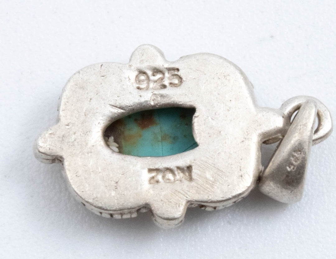 Vintage Sterling Silver Abstract Pendant With Oval Turquoise!