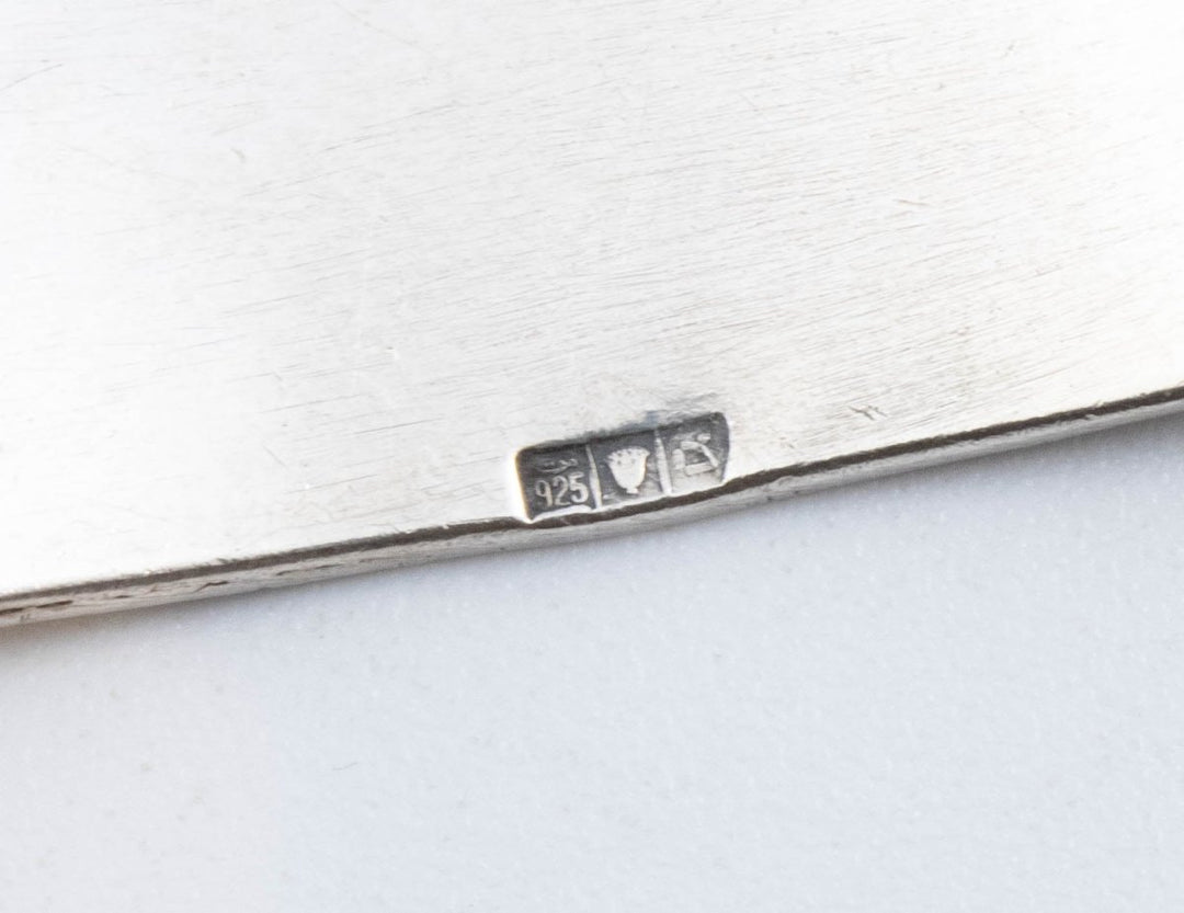 Vintage Sterling Silver Heavy Rectangular & Concave Pendant With Tread Designs!