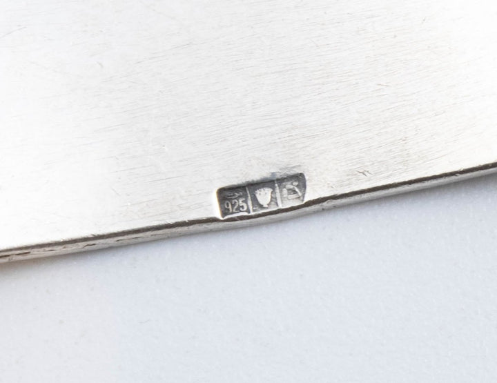 Vintage Sterling Silver Heavy Rectangular & Concave Pendant With Tread Designs!