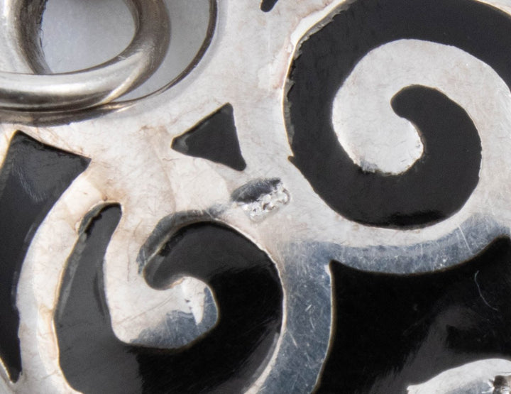 Vintage Sterling Silver Large Heart With Diamond Swirl!