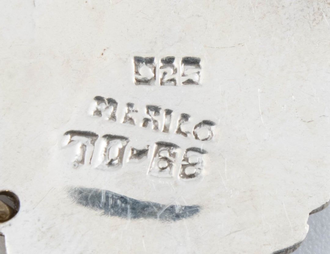 Vintage Sterling Silver Round Pendant With Malachite! Made in Mexico!