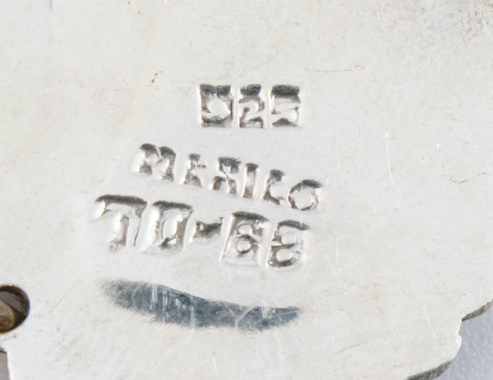 Vintage Sterling Silver Round Pendant With Malachite! Made in Mexico!