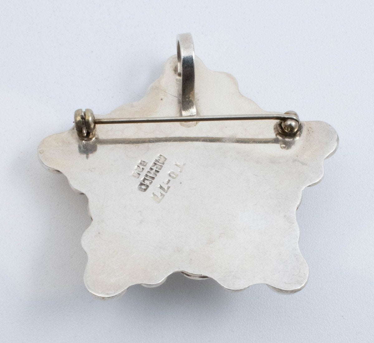 Vintage Sterling Silver Star Pendant (& Pin) With Large Silver Ball! Made in Mexico