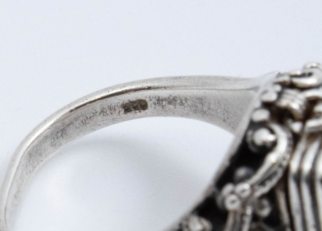 Vintage Sterling Silver Treasure Chest Ring with Marcasite! [Size 8.5 US]