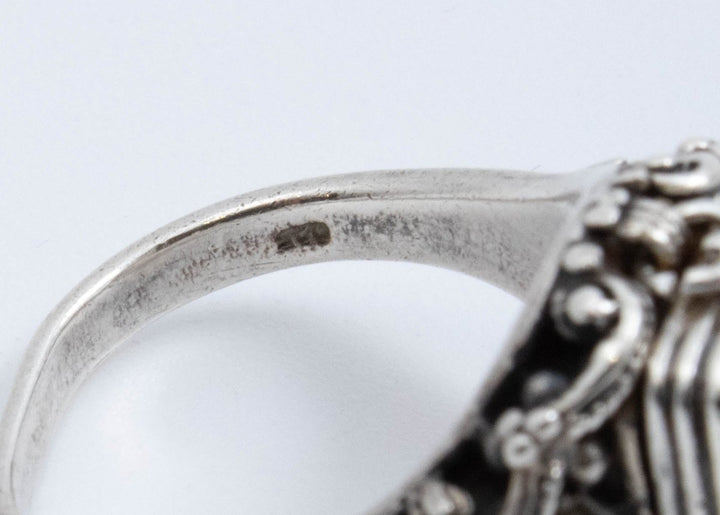 Vintage Sterling Silver Treasure Chest Ring with Marcasite! [Size 8.5 US]