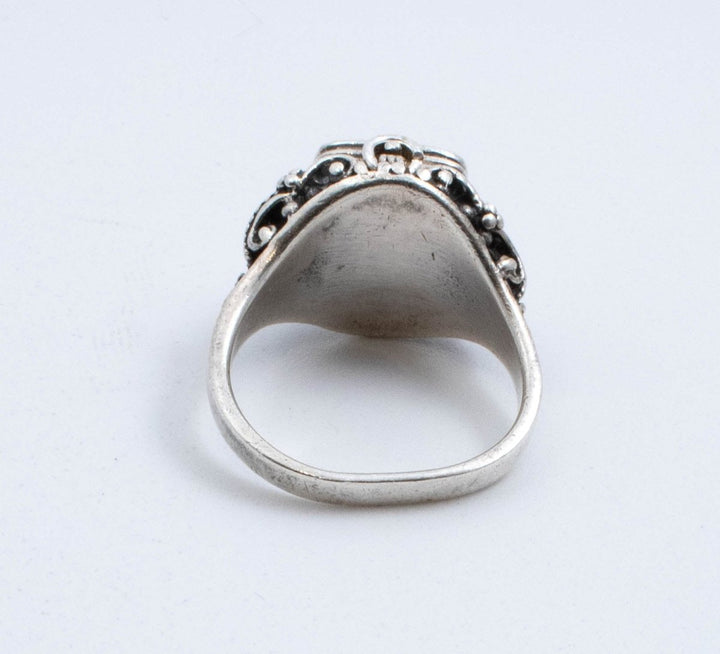 Vintage Sterling Silver Treasure Chest Ring with Marcasite! [Size 8.5 US]